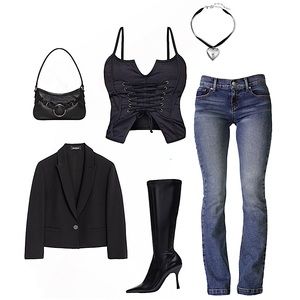 Cargo Lace Up Corset ~ Black